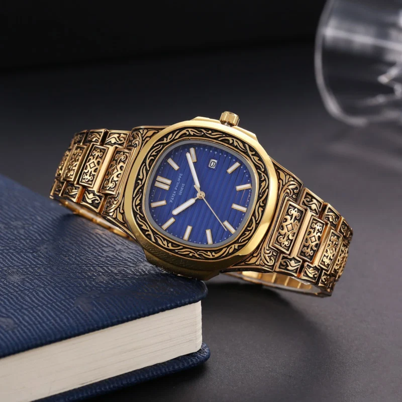 Patek Philippe Watch Gold Blue For Men (SG-356)