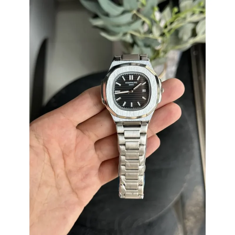 Patek Philippe Watch Nautilus Quartz Silver Black For Men (SL185)