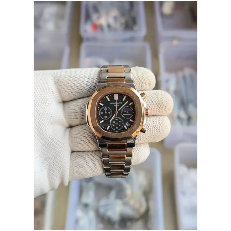 Patek Philippe Watch Nautilus Steel Sun Moon 2Ton-Copper-Black For Men (SL348)