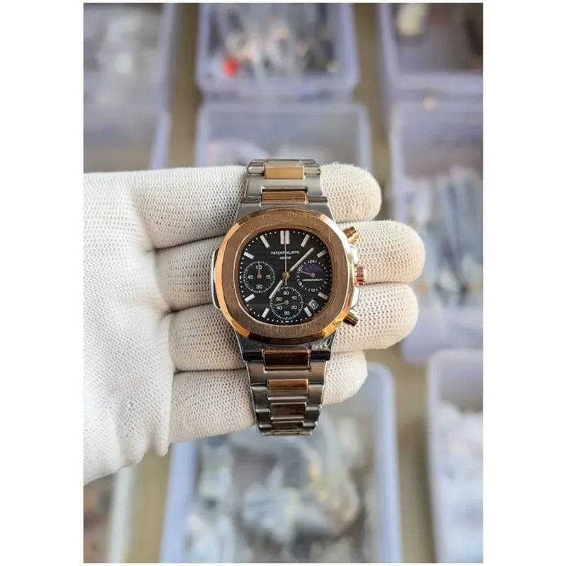 Patek Philippe Watch Nautilus Steel Sun Moon 2Ton For Men (FT160) (Copy)