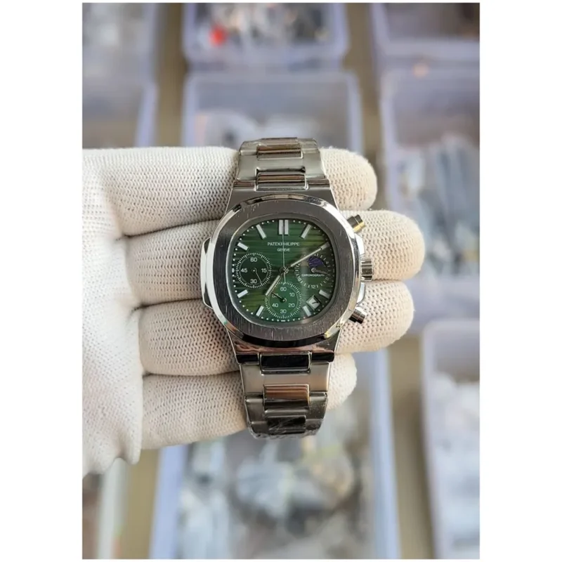 Patek Philippe Watch Nautilus Steel Sun Moon Silver-Black For Men (SL351)