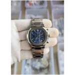 Patek Philippe Watch Nautilus Steel Sun Moon Silver-Blue For Men (SL352)
