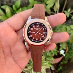Patek Philippe Watch Rose Gold Brown Silicone Watch For Men (SG-205)