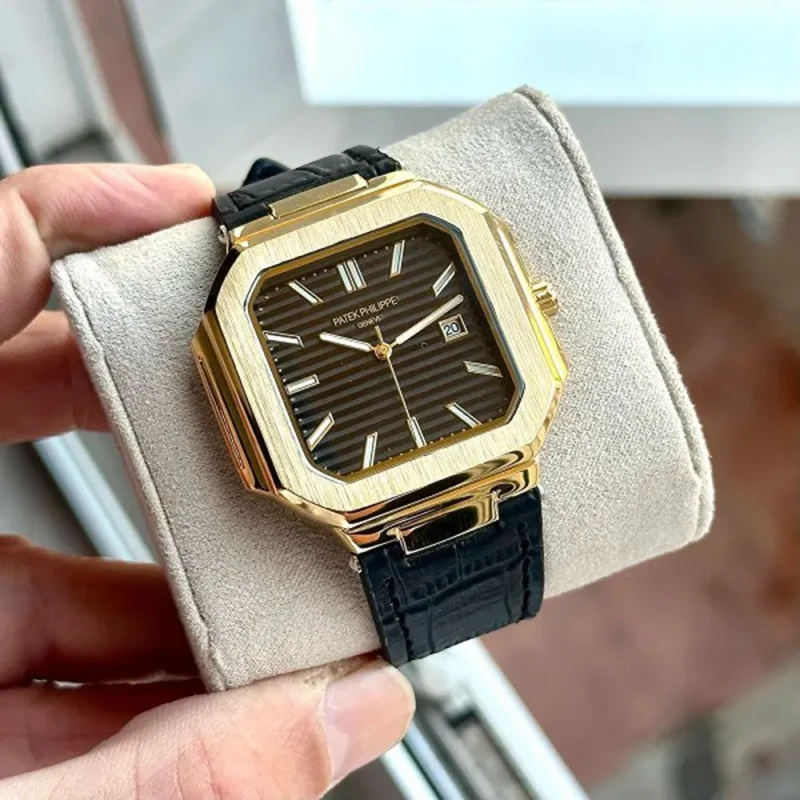 Patek Watch Leather Black Gold For Men (BSF259)