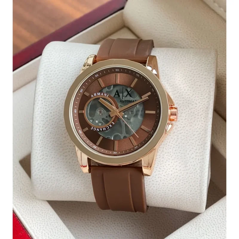 Premium Armani Exchange Watch Brown Rubber Strap For Men (LAZ743)