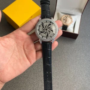 Premium Diamond Spinner Leather Watch (SG-908)