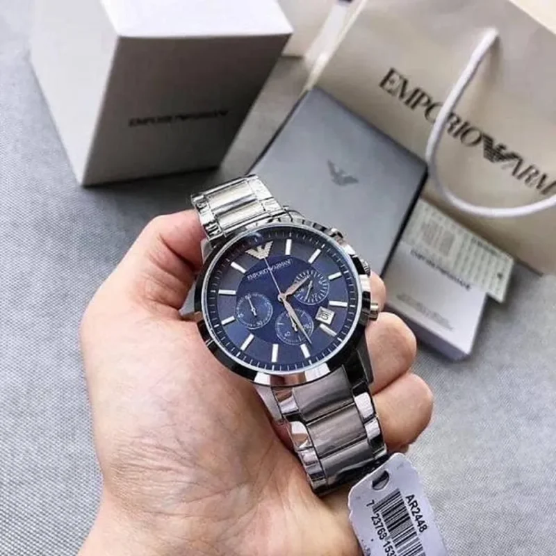 Premium Emporio Armani Watch Silver Blue For Men (SL998)