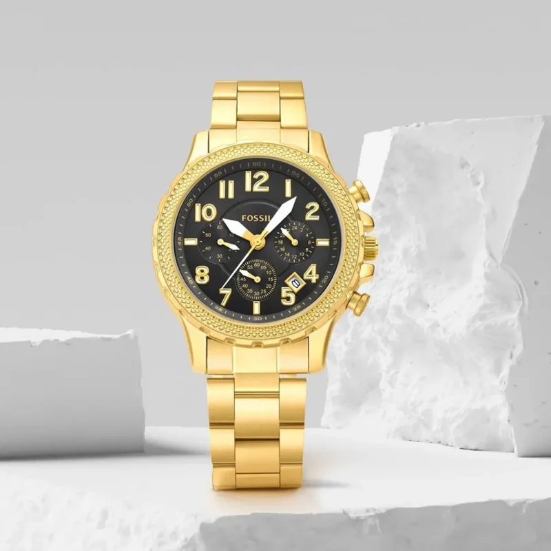 Premium Fossil Bowman Watch Gold Black For Men (CSO1593)