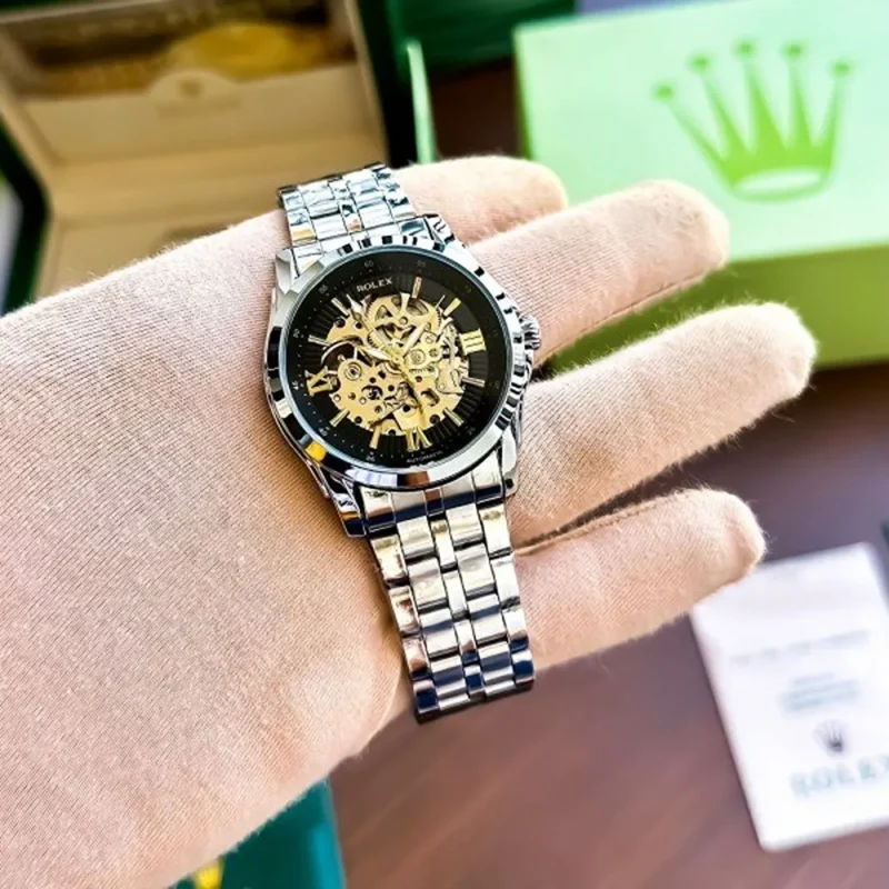 Premium Rolex Auto Watch Gold-TT-Silver For Men (LAZ770)