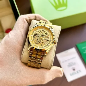 Premium Rolex Auto Watch Gold-TT White For Men (LAZ757)