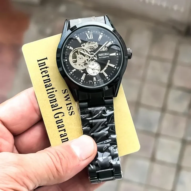 Premium Seiko Automatic Watch Full Black For Men (FT1409)