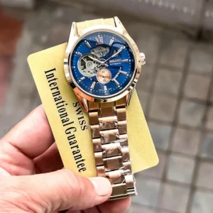 Premium Seiko Automatic Watch Rose Blue For Men (FT1410)