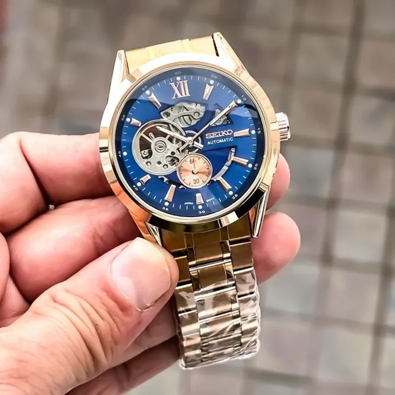 Premium Seiko Automatic Watch Rose Blue For Men (FT1410)