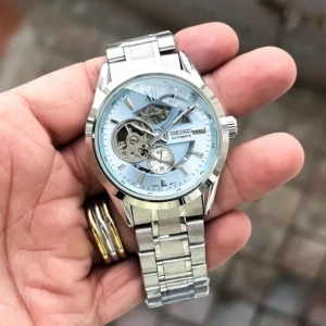 Premium Seiko Automatic Watch Silver Sky Blue For Men (FT1408)