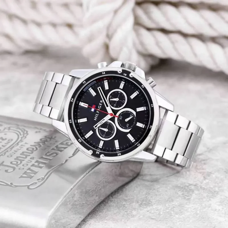 Premium Tommy Hilfiger Watch Mason Silver Black For Men (CSO1618)