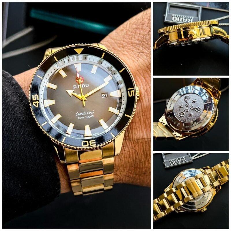 Rado Watch Stainless Gold Date Working Watch For Men (SG-52)