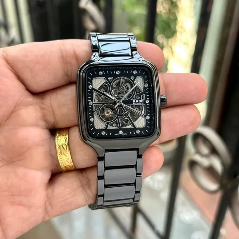 Rado Watch True Square Automatic Ceramic Black-Silver Diamond For Men (SW2170)