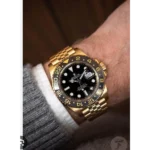 Rolex GMT Watch Master Gold Full Gold Black For Men (SL804)