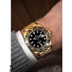 Rolex GMT Watch Master Gold Full Gold Black For Men (SL804)