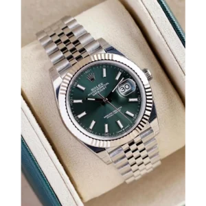 Rolex Oyster Watch Perpetual Date just Silver-Green Working Like Automatic For Men (SL792)