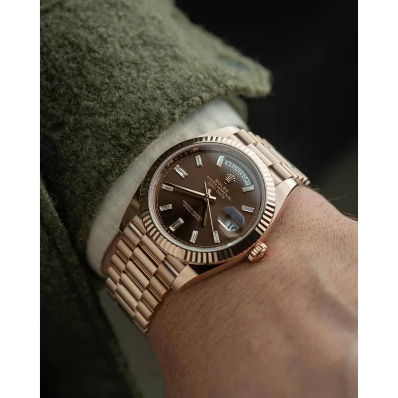 Rolex Oyster Watch Perpetual Day Date 40 Battery Working Like Automatic For Men (CSO1633)