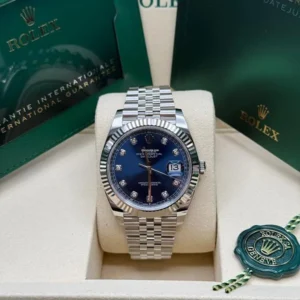 Rolex Watch Date just Blue Diamond ZR For Men (BOT508)