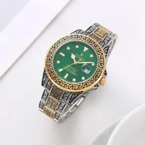 Rolex Watch Oyster Vintage 2Ton-Gold-Green For Men (FIT516)