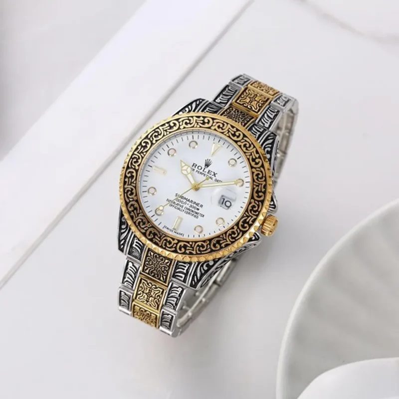 Rolex Watch Oyster Vintage 2Ton-Gold-White For Men (FIT518)