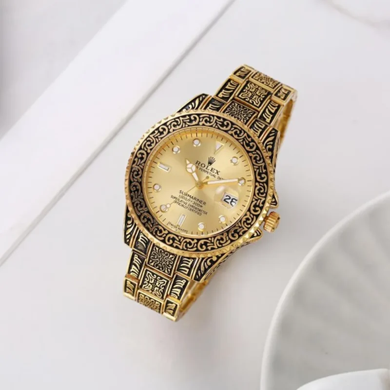 Rolex Watch Oyster Vintage Gold-Gold For Men (FIT513)