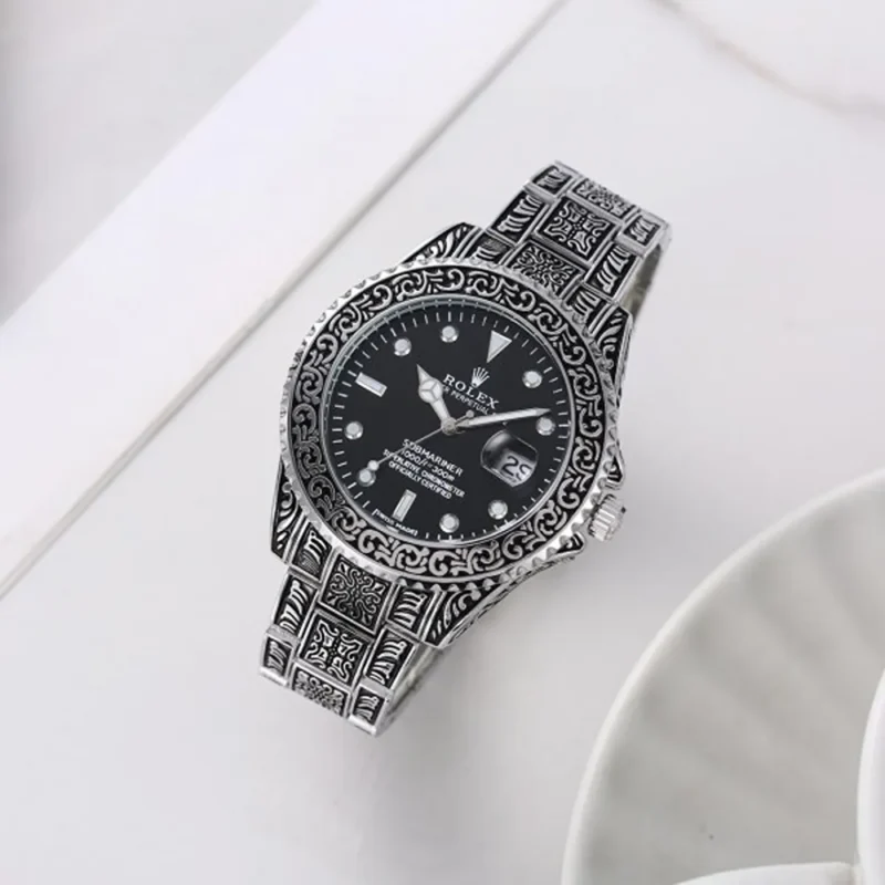 Rolex Watch Oyster Vintage Silver-Black For Men (FIT510)