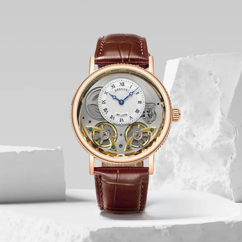 Stylish Breguet Double Engine Watch Brown Silver For Men (SG2680)