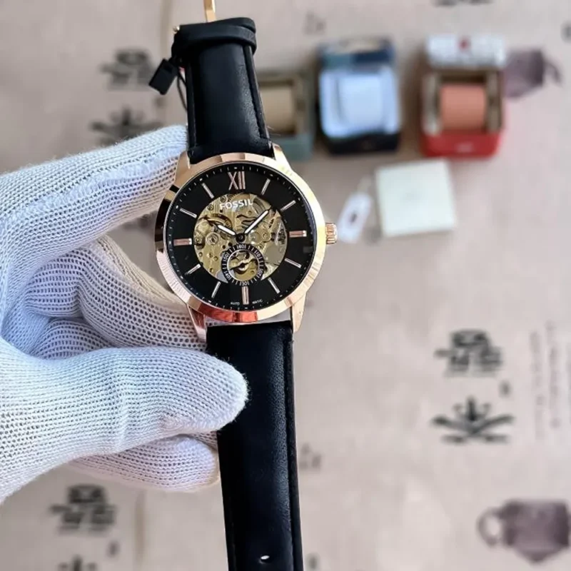Stylish Fossil Automatic Watch Rose Black For Men (FT879)