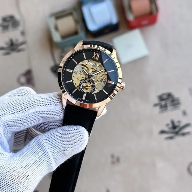 Stylish Fossil Automatic Watch Rose Black For Men (FT879)
