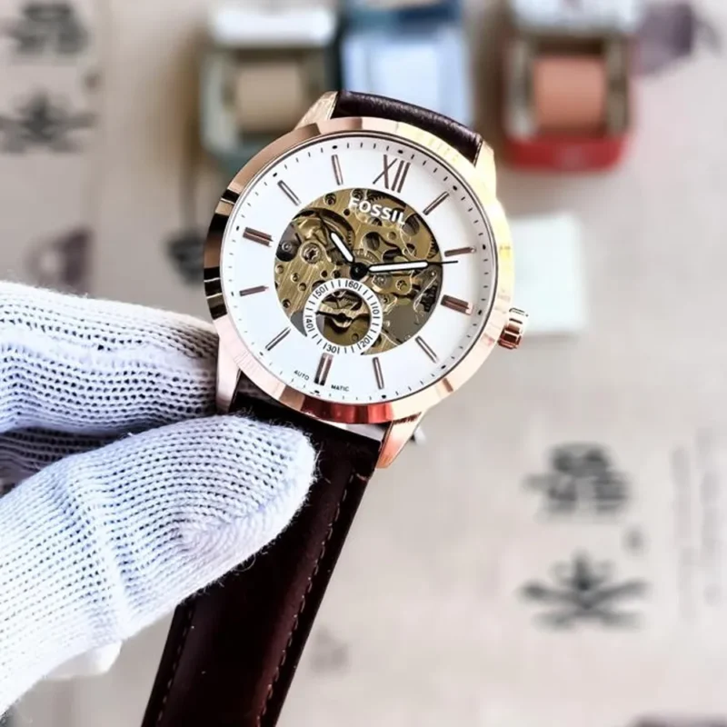 Stylish Fossil Automatic Watch Rose White For Men (FT878)
