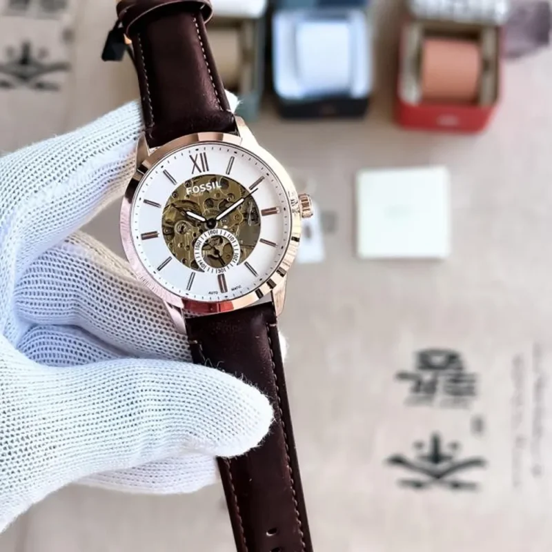Stylish Fossil Automatic Watch Rose White For Men (FT878)