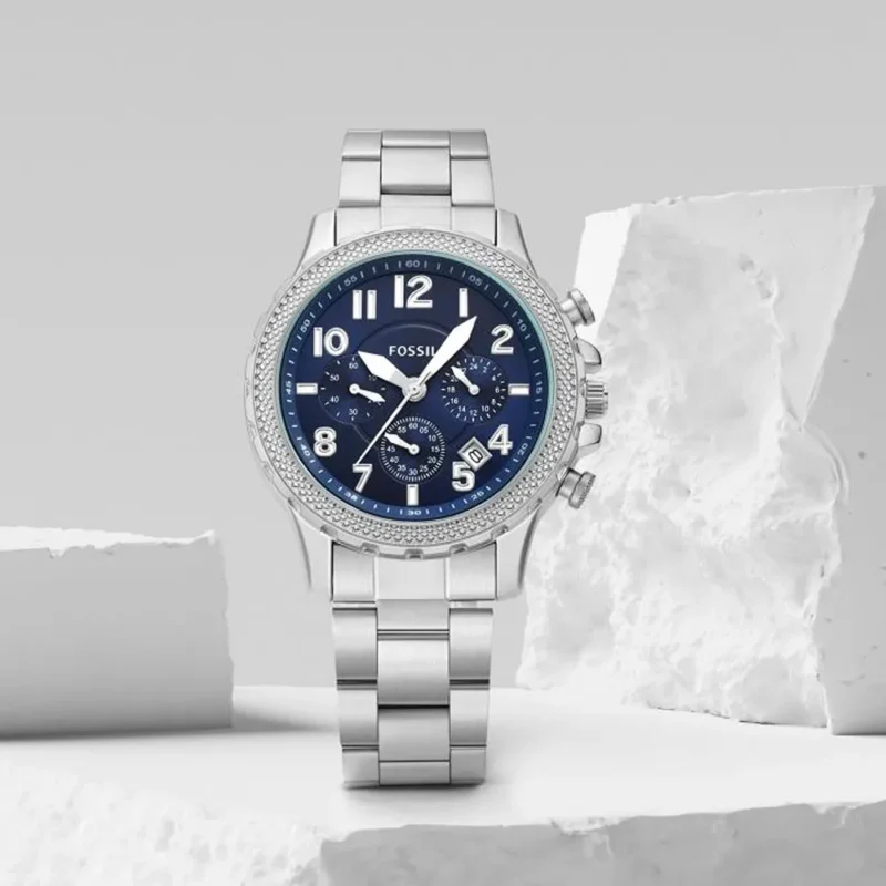 Stylish Fossil Bowman Watch Silver Blue For Men (SG1298)