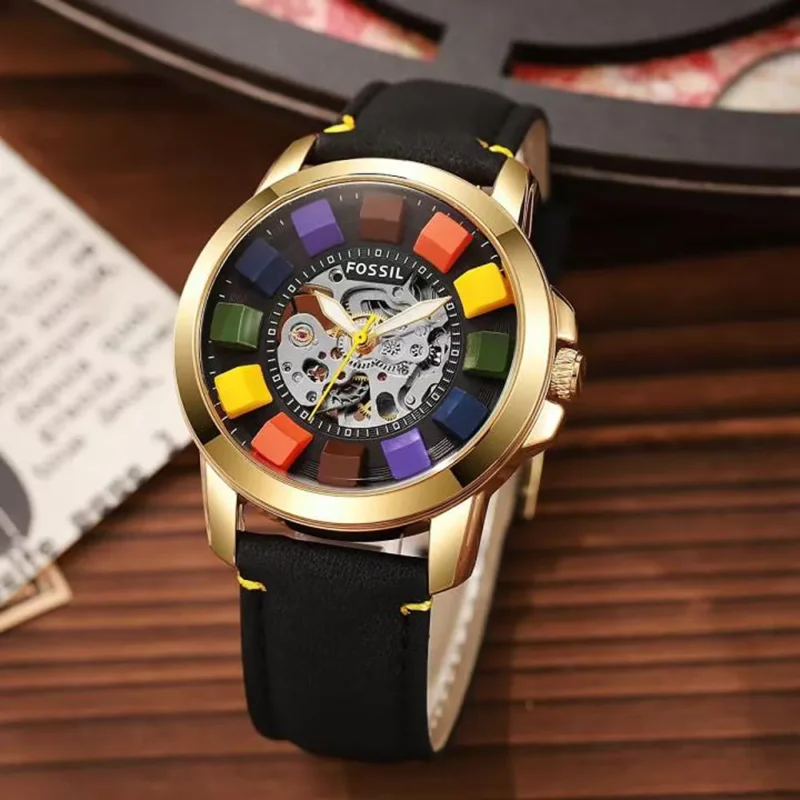 Stylish Fossil Grand Multi Skeleton Watch For Men (SL906)
