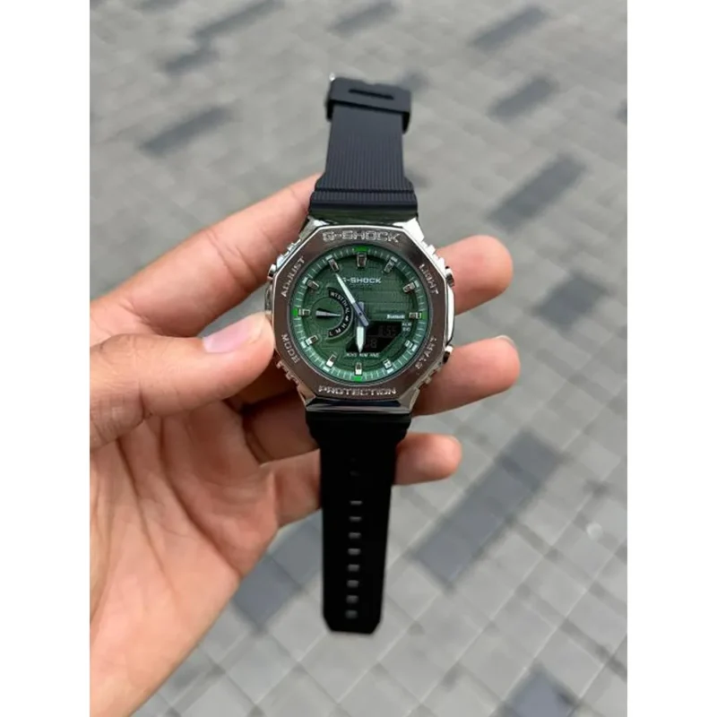 Stylish G Shock GM2100 Watch Metal Silver Green For Men (BOT972)