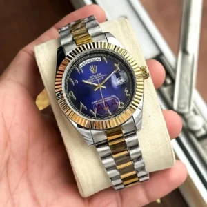 Stylish Rolex Arabic Watch Gold TT Blue For Men (BOT941)