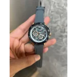 Tommy Hilfiger Watch Grey Silicone Strap Automatic Open Machinery For Men (SUP227)