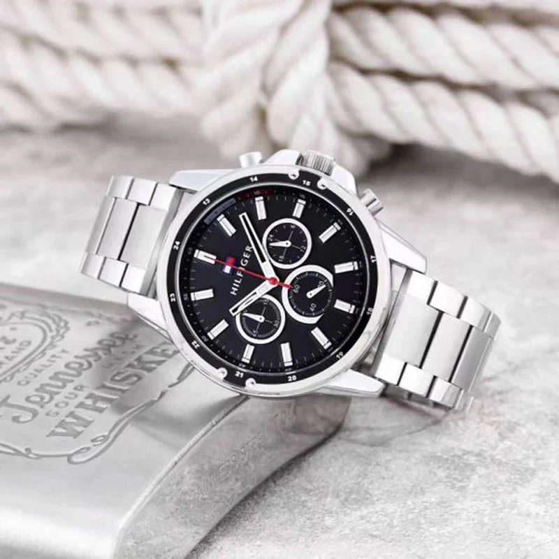 Tommy Hilfiger Watch Mason Silver-Black For Men (SL866)