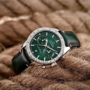 Trending Men’s Omega Watch Green With Leather Strap (SG-179)