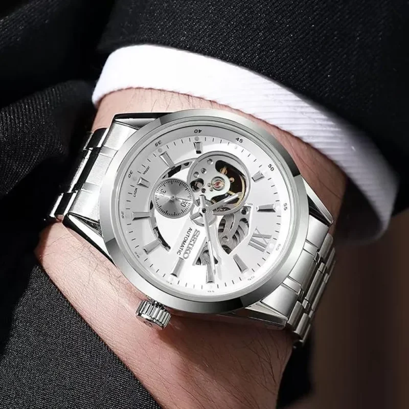 Trendy Seiko Automatic Watch All Working Open Back For Men (FT1387) Trendy Seiko Automatic Watch All Working Open Back For Men (FT1387)