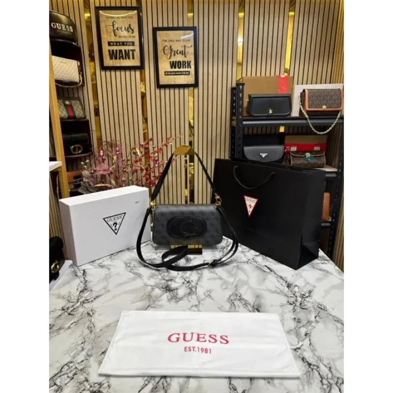 Trendy Guess Mietta Flap Shoulder Bag With Box & Dust Bag For Women (FT1005)