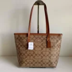 Trendy Coach Tote Bag Apricot Brown With Dust Bag For Women (CSO1473)
