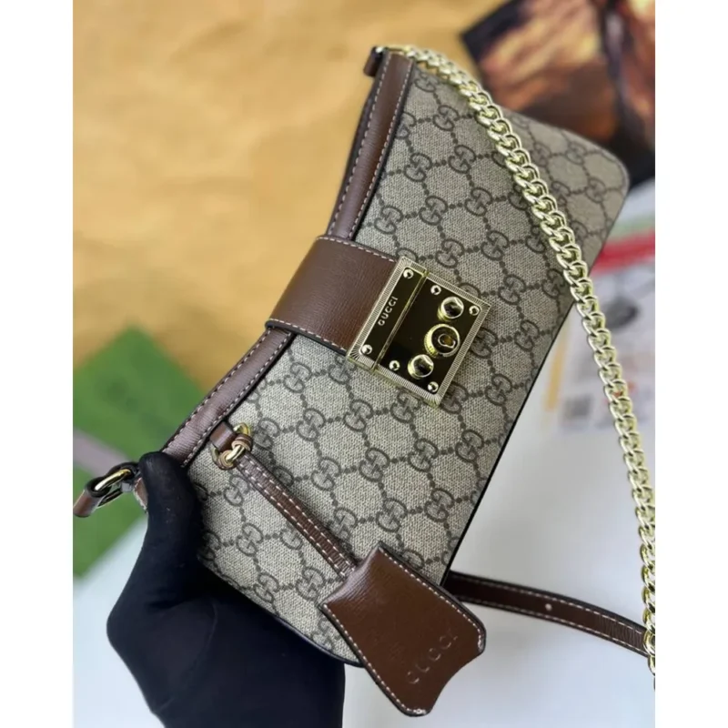 Gucci Padlock Brown & Khaki Small Shoulder Bag For Women (LAB371)