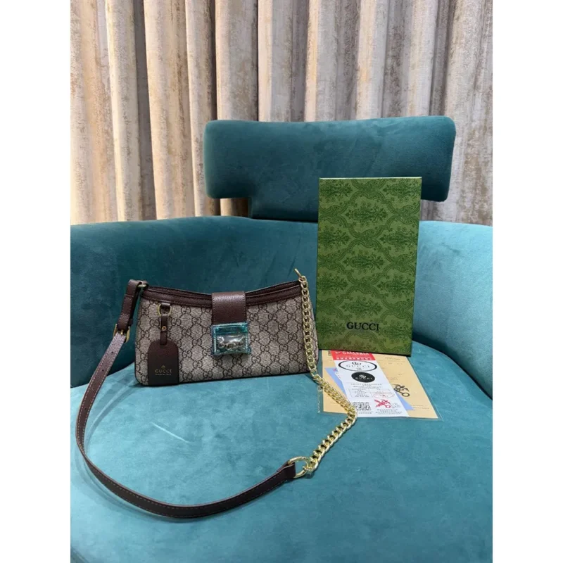 Gucci Padlock Brown & Khaki Small Shoulder Bag For Women (LAB371)