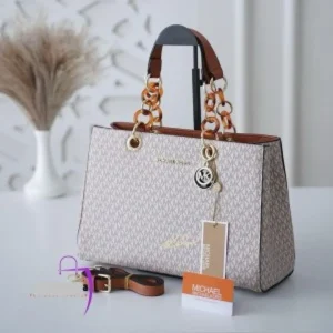 Michael Kors Cynthia Signature Bag with Dust Bag (5340 Beige Brown) For Women (BSF511)