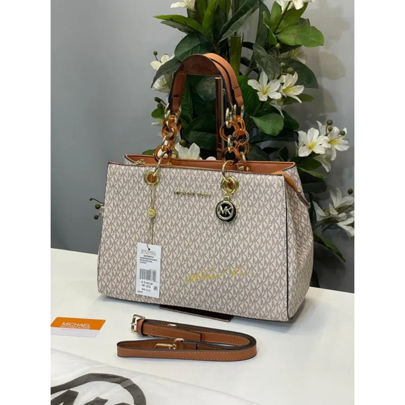 Michael Kors Cynthia Signature Bag with Dust Bag (5340 Beige Brown) For Women (BSF511)
