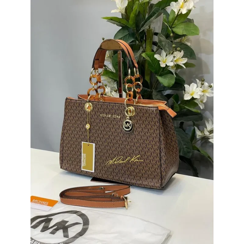 Michael Kors Cynthia Signature Bag With Dust Bag (5340 Coffee Brown) For Women (BSF512)